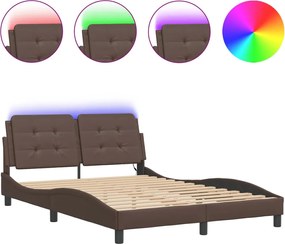 vidaXL Cadru de pat cu LED fără saltea, Zadar, maro, 120x200 cm