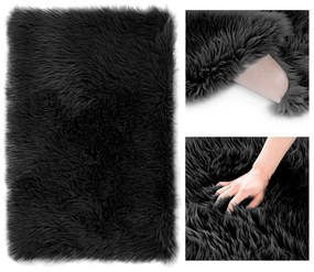 Covor din blana sintetica Culoare negru, DOKKA SHAGGY Dimensiune: 50 x 150 cm