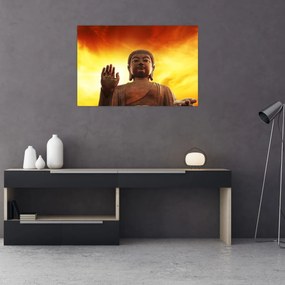 Tablou - Buddha cu fundal roșu și galben (90x60 cm)