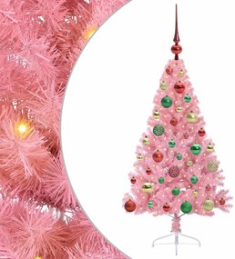 vidaXL Pom de Crăciun artificial pre-iluminat Roz 120 cm PVC
