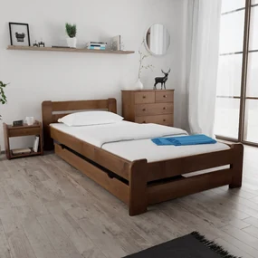 Pat Laura 90x200 cm, stejar Saltele: Cu saltele Deluxe 10 cm, Somiera pat: Cu lamele drepte