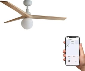Lustra cu Ventilator smart sistem TUYA si telecomanda KLIM M 125cm, alb/ pin