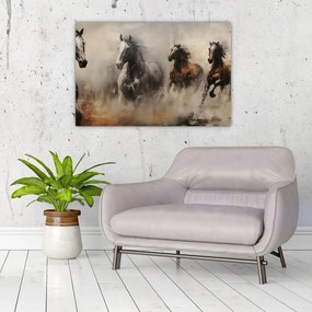 Tablou - Pictură în ulei de cai (90x60 cm)