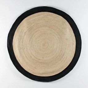 Covor rotund din iuta, realizat manual, DOON 200cm, alb/ negru 80914/00 TN