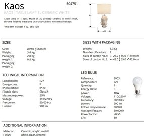 Lampa de masa din ceramica imprimata 3D Kaos