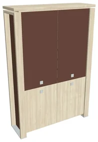 Dulap înalt Verno+ S 140 x 46 x 210 cm, uși combinate, salcâm / maro