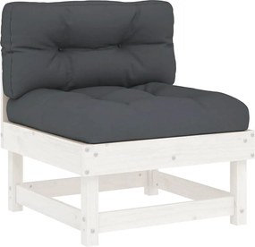 vidaXL Canapea de mijloc cu perne, alb, lemn masiv de pin