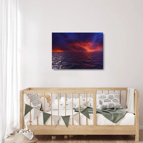 Tablou pe sticlă cu mare și păsări (70x50 cm)