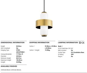 Pendul LUX MELROSE small, alb opal