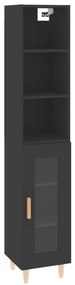 Dulap inalt, negru, 34,5x34x180 cm, lemn prelucrat 1, Negru, 1 glass door