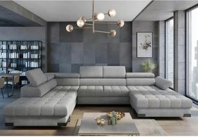 Coltar extensibil SELVA XL, sezlong stanga, stofa clasica gri - Austin