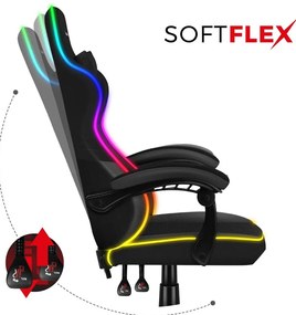 Fotoliu gaming Fusion 4.4 (negru + multicolor) (cu iluminat LED). 1087472