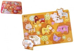 Puzzle din lemn cu animale de fermă Teddies , 30 x 21 cm