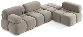 Colțar modular bej cu tapițerie din catifea (cu colț pe partea dreaptă) Lokua – Makamii