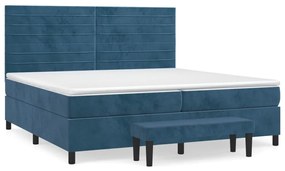 3137927 vidaXL Pat box spring cu saltea, albastru închis, 200x200 cm, catifea