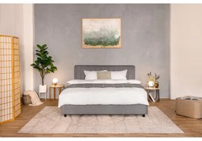 Pat matrimonial gri tapițat cu spațiu de depozitare cu somieră 160x200 cm Myra Slim Line – Bonami Selection