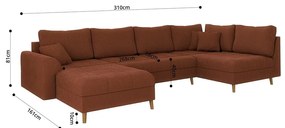 Colțar cărămiziu cu tapițerie din catifea reiată (cu colț pe partea stângă ) Ariella – Ropez