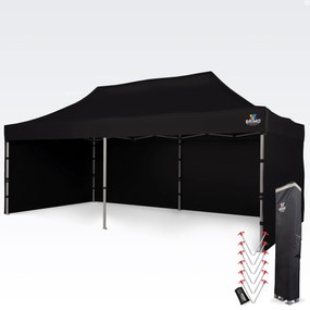 Cort tip foarfecă din aluminiu 4x8 m pentru motosport și depozit - cu 3 pereți - Negru