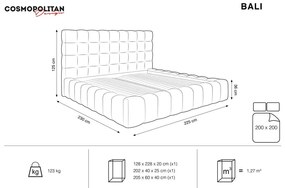 Pat matrimonial bej tapițat cu spațiu de depozitare și somieră 200x200 cm Bali – Cosmopolitan Design