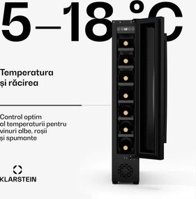 Klarstein Frigider pentru vin Vinovilla 7 Uno, 1 zonă de răcire, 7 sticle, rafturi din lemn, 5-18 °C