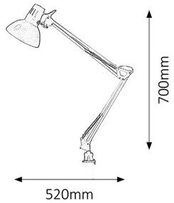 Lampă cu clemă de birou Rabalux 4216 Arno, argintiu