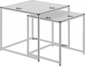 Set de 2 masute design industrial Slim Line 50cm, negru