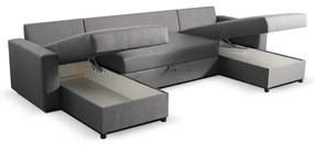 Colțar extensibil în U cu spațiu de depozitare JANISE, gri