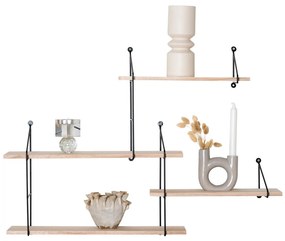 Raft Harlem cu 4 rafturi din lemn natural, cadru negru 99x17,5x62 cm