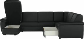 Colţar în formă de U, piele ecologică neagră, model stânga, BITER U