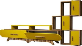 Măsuță TV cu dulap Flora S Yellow and Walnut