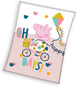 Purcelușa Peppa Happy days pătură fleece coral 130x170cm