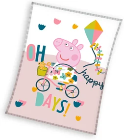 Purcelușa Peppa Happy days pătură fleece coral 130x170cm