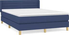 vidaXL Pat box spring cu saltea, albastru, 140x200 cm, textil
