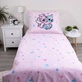 Lenjerie de pat pentru copii roz din bumbac pentru pat de o persoană 140x200 cm Lilo a Stitch "Universe" – Jerry Fabrics