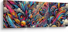 Tablou - Graffiti multicolor (cu ceas) (90x30 cm)