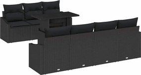 vidaXL Set de canapele pentru grădină cu pernă 8 pcs Negru poliratan