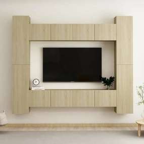 vidaXL Set de dulapuri TV, 8 piese, stejar sonoma, lemn prelucrat