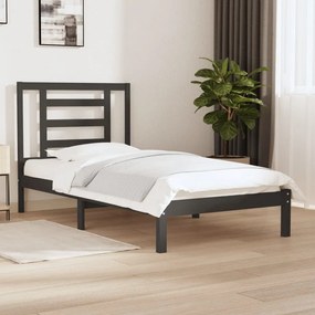 3104335 vidaXL Cadru de pat, gri, 90x200 cm, lemn masiv de pin