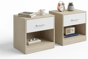 Noptiere NOVERA set 2 buc 39x28 cm, bej/alb.