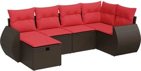 vidaXL Set canapele de grădină cu perne, 6 piese, maro, poliratan