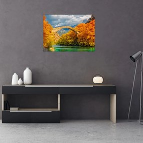 Tablou pe sticlă - Podul Konitsa (70x50 cm)