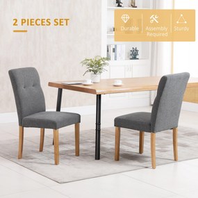 HOMCOM Set 2 S cu Design Modern și Ergonomic, Tapițate cu Țesătură, Spătar și Picioare din Lemn, 50x62x96 cm, Gri Închis | Aosom Romania