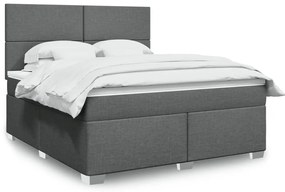 vidaXL Pat box spring cu saltea, gri închis, 180x200 cm, textil