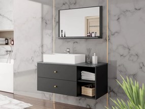 Mobilier baie Kiago I (Negru mat + Marmură Negru + auriu) . 1103947