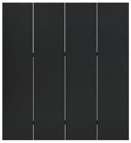 Paravane de camera cu 4 panouri, 2 buc., negru, 160x180cm, otel Negru, 160 x 180 cm, 2
