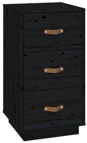 818343 vidaXL Noptieră, negru, 40x40x75 cm, lemn masiv de pin
