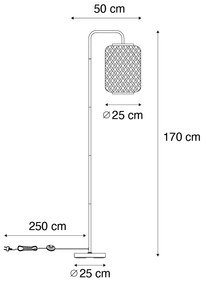 Lampă de podea inteligentă din bambus, incl. WiFi ST64 - Yvonne