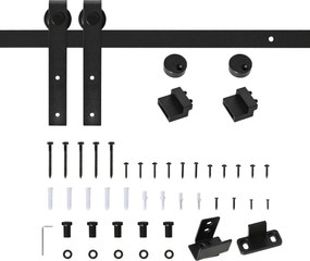 HOMCOM Set complet pentru ușă glisantă de 183 cm cu sistem de ghidaj pentru podea, șină de alunecare pentru ușă, role de alergare pentru sistem de ușă culisantă din lemn unic | Aosom Romania
