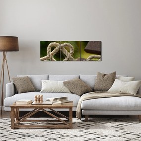 Tablou inima din frânghie (cu ceas) (90x30 cm)