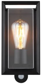 Aplică de exterior cu senzor Globo 31982SS LOGANA 1xE27/60W/230V IP44 negru